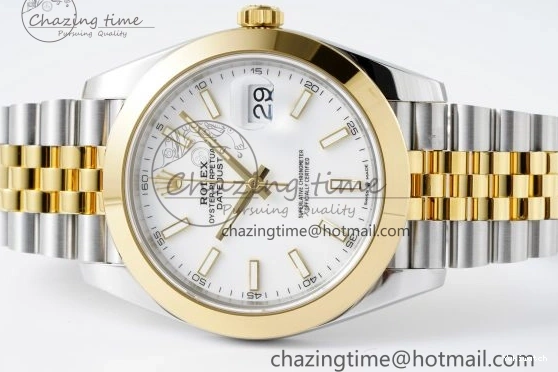 1:1 Polished SS DateJust Bezel 41 Dial Steel Edition on KING Bracelet White Jubilee VR3235 904L Best YG 0306